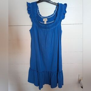 LOFT Women's Blue Smocked Dress. Size XS. Jersey Knit